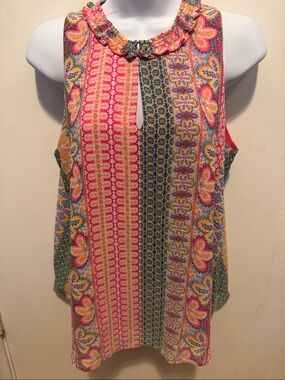 Rose & Olive Pink Multi Floral Patchwork Keyhole Tank
